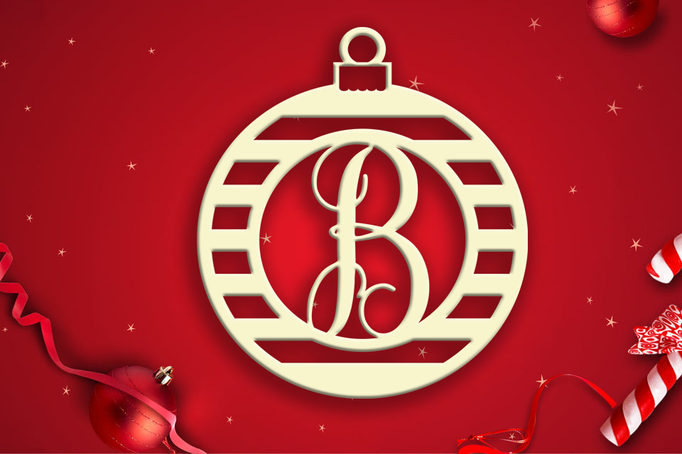 Custom Metal Christmas Ornament Sign – Personalized Initial – CNC Plasma Cut Holiday Décor