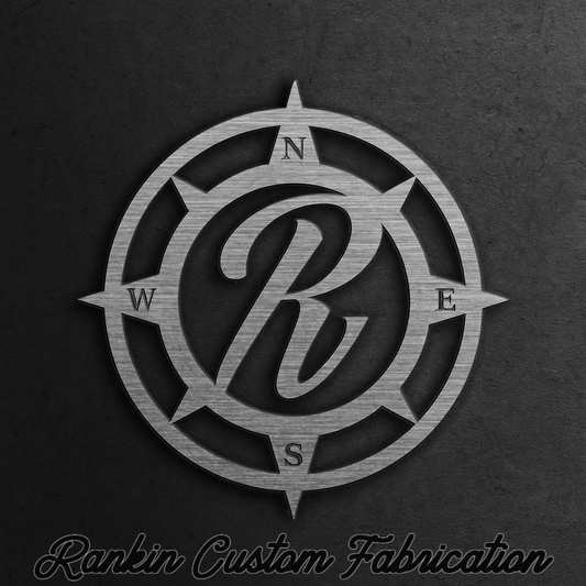Personalized Compass Metal Sign – Custom Family Letter Monogram – CNC Plasma Cut Steel Wall Art
