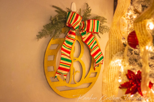 Custom Metal Christmas Ornament Sign – Personalized Initial – CNC Plasma Cut Holiday Décor